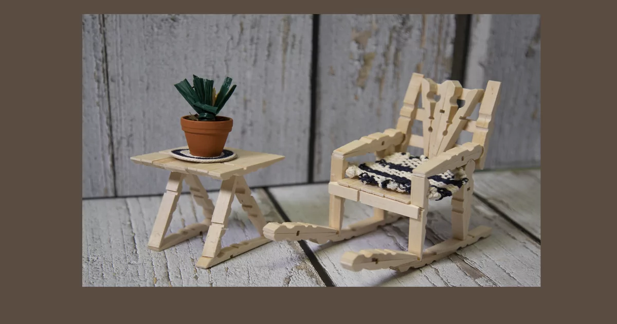 Rocking chair made of wooden clothespins | Creamats