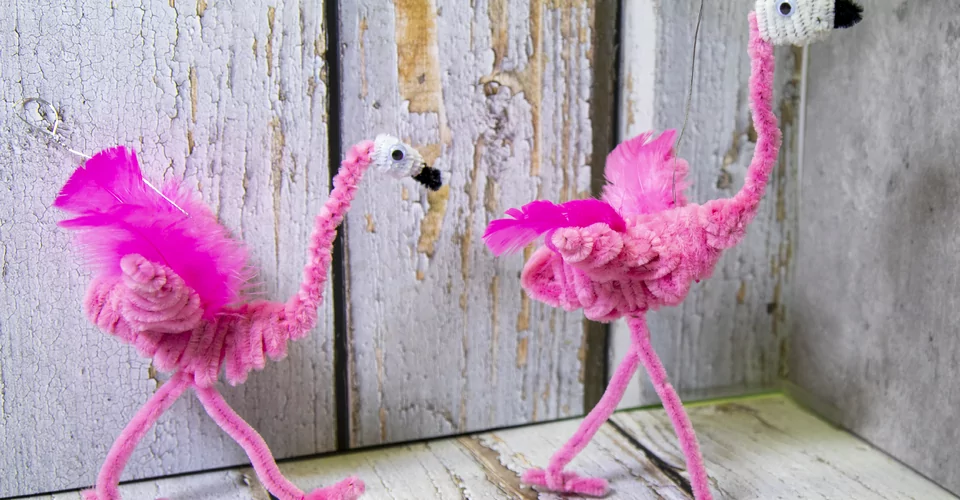 Flamment rose en fil chenille