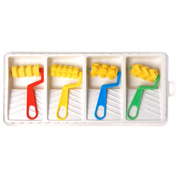 Paint tray with 4 different rollers