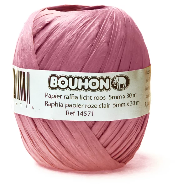 Raphia papier rose clair 5 mm x 30 m