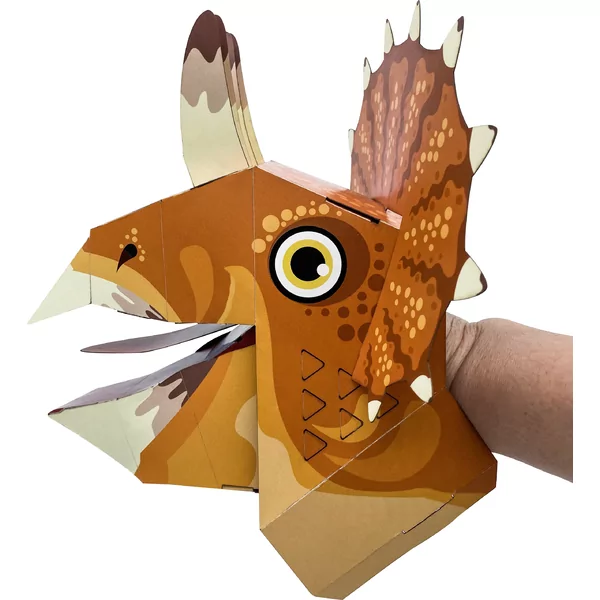 Kartonnen handpop knutselen - Triceratiops