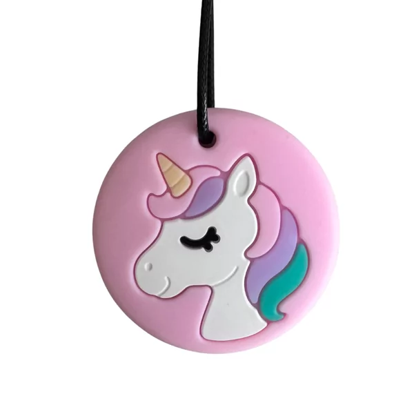 Pendentif à mâcher licorne rose