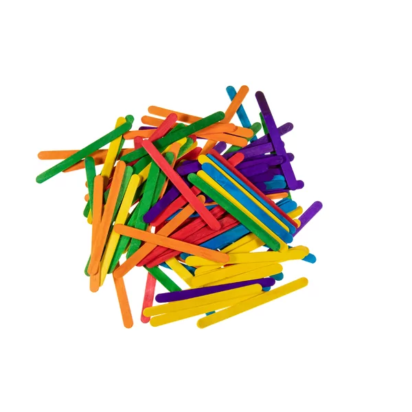 Bag with 100 colored wooden sticks 114  x10 mm