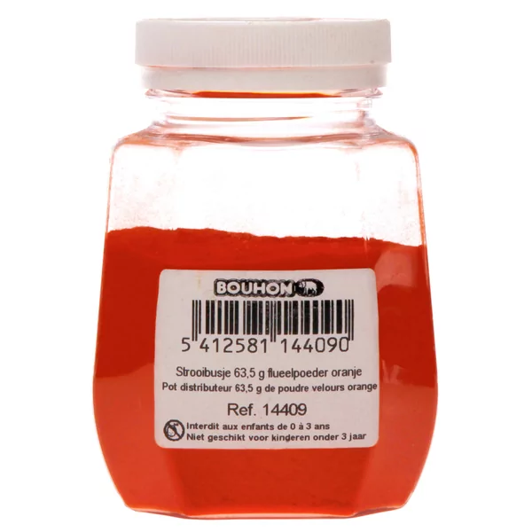 Strooi busje 63,5 g velourspoeder oranje