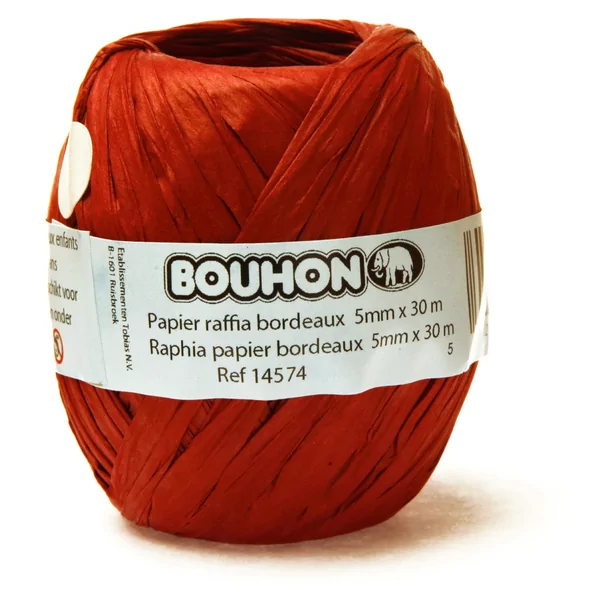 Raphia papier rouge bordeaux 5 mm x 30 m