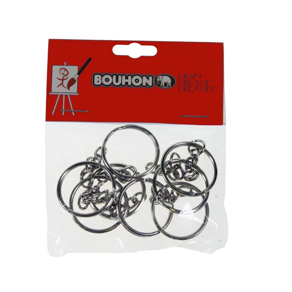 Bag with 8 keychain silver colour Ø  25 mm