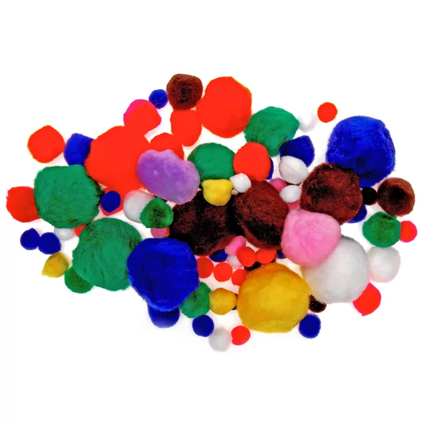 100 pom poms assorted colours and sizes