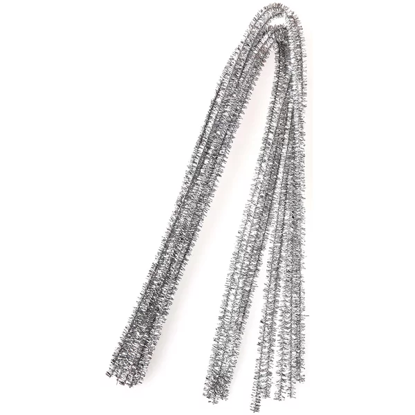 10 chenilles glitter argent 50 cm x 6 mm